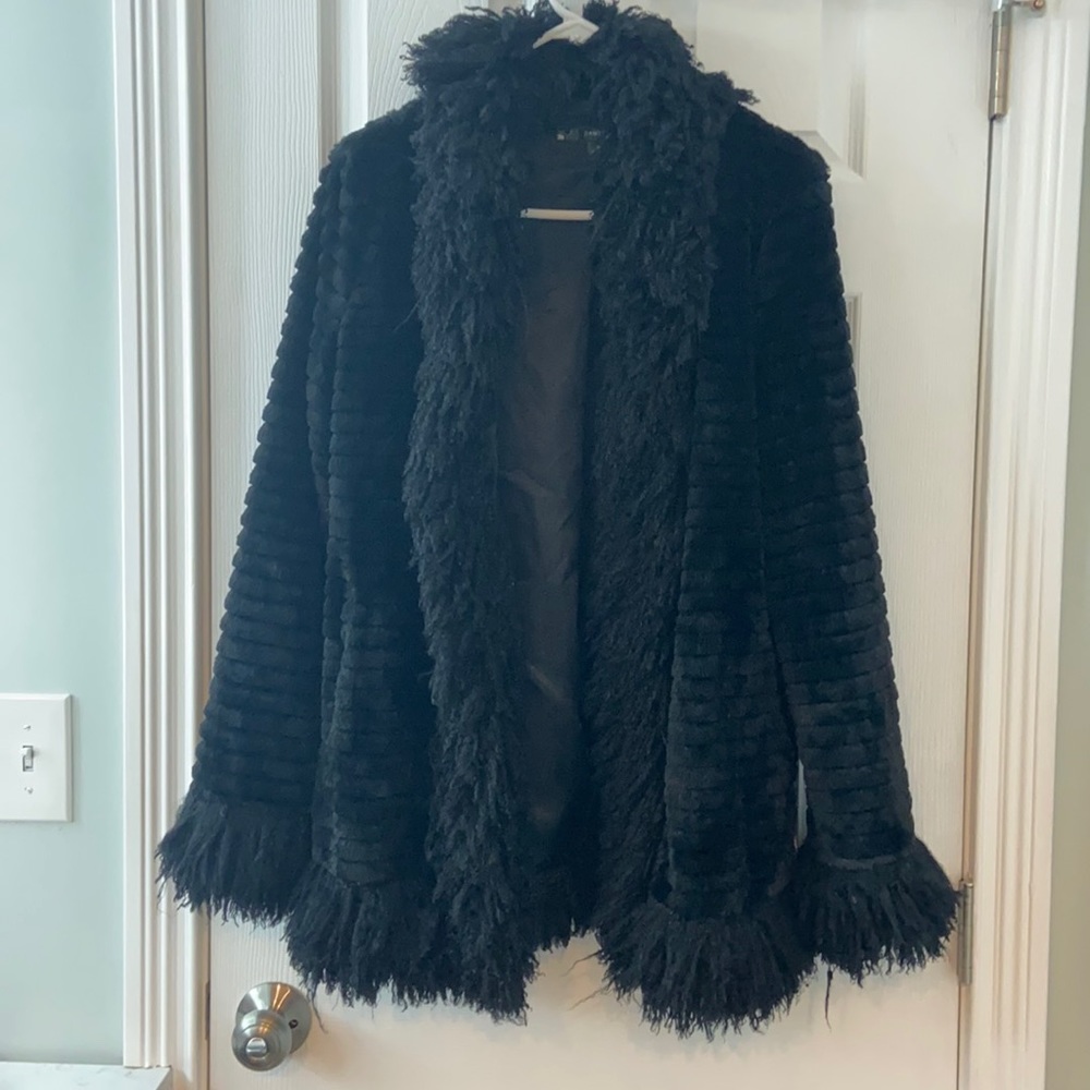 Black faux fur coat